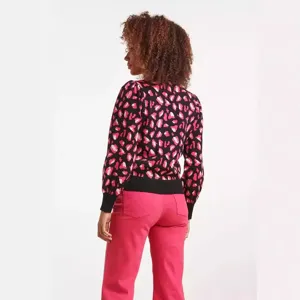 Women's fall winter leopard jacquard knit sweater crewneck long sleeve casual top