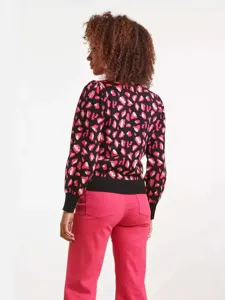 Women's leopard print knit sweater, long sleeve crewneck pullover top, fashion apparel.