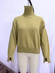 Women's turtleneck knit sweater autumn winter casual long sleeve loose pullover top apparel