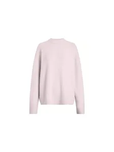 Women casual loose mock neck knit sweater long sleeve solid color soft pullover top fashion