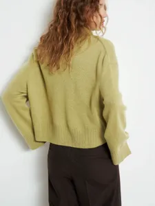 Women's autumn winter casual loose solid color long sleeve turtleneck knit sweater top