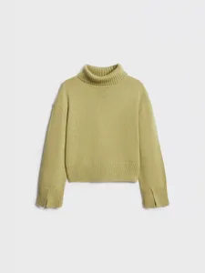 Women turtleneck knit sweater light green long sleeve casual chic pullover top stylish apparel
