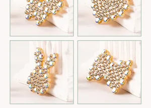 Handgemaakt DIY strass patch kristal konijn hart strik haarspeld telefoon accessoire