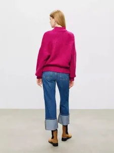 Women high neck knit sweater casual long sleeve pullover autumn winter daily wear fashion