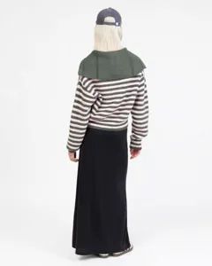Autumn winter women striped knitted cardigan sweater with large lapel casual fashion outer