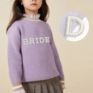 Pearl rhinestone letter patch for DIY clothing sweater accessories trendy alphabet.