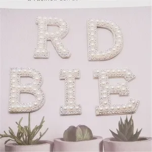 Pearl rhinestone letter patches DIY accessories for stylish clothing, bags, hats and shoes.