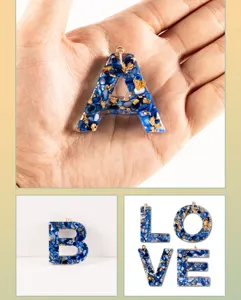Epoxidharz 26 englische Buchstaben Schlüsselanhänger, DIY Mischfarben Stein Charms.