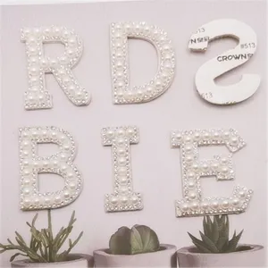 Pearl rhinestone letter patches DIY clothing bag hat accessories sparkling crystal alphabet