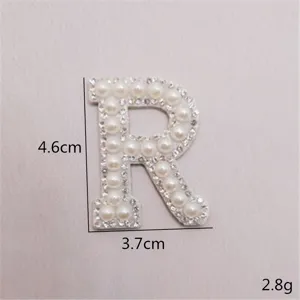 Perlen Strass Buchstabe R Aufnäher DIY Kleidung Zubehör dekorative Applikation glänzend 4.6cm