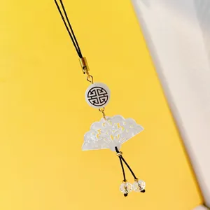 Pendant de téléphone éventail style chinois en acrylique accessoire de sac décoratif