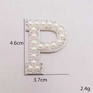 DIY Perlen Strass Buchstabe P Aufnäher Kleidung Accessoires Hut Dekoration Größe 4.6cm