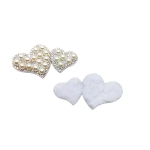 Heart rhinestone pearl DIY patch for bags hats clothing accessories handmade craft supplies.