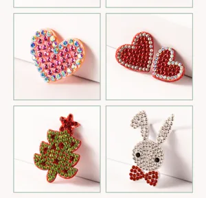 Patch strass DIY, applique cœur sapin lapin en cristal scintillant pour vêtements accessoires