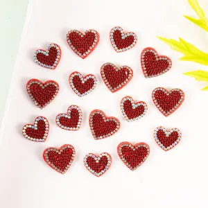 Patchs strass cœur rouge accessoires vêtements DIY décoratifs cristaux cœurs appliques