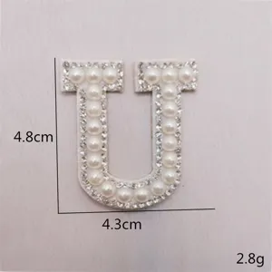 Perlen Strass Buchstabe U Aufnäher für Kleidung Taschen DIY handgemachte Dekoration Zubehör.