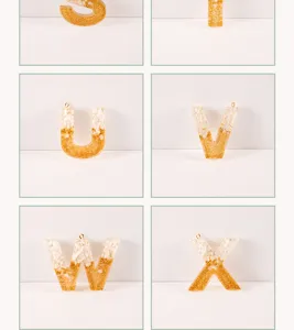 Resin Alphabet Letter DIY Pendant Charm Keychain Decor Accessories Grid Display Item