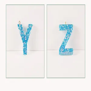 Resin letter charms DIY jewelry pendant glitter shell alphabet accessories for handmade crafts