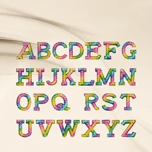 Colorful Gradient Rhinestone Artificial Pearl English Letters Hot Fix Patches DIY Clothing Bags Accessories