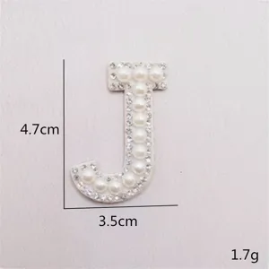 Perlen Strass Buchstabe J Aufnäher selbstklebend für Kleidung Tasche DIY Dekoration