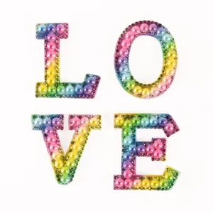 Colorful rhinestone pearl LOVE letter patch DIY clothing accessory for bags and jackets.