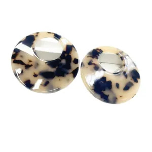Retro tortoiseshell acetate DIY earring charms, vintage resin circle pendant jewelry making supplies.