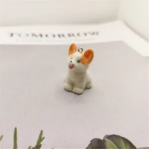 Flocked resin simulation corgi puppy dog DIY jewelry charm keychain pendant accessory