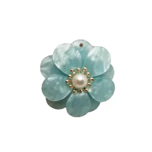 Light blue double layer 3D 5 petal flower DIY jewelry accessory for earrings hair clips
