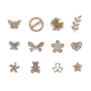 Hotfix rhinestone patch DIY craft accessories for clothes bags, sparkling crystal butterfly decor.