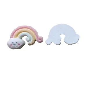 Cute cartoon flocked rainbow DIY resin accessories for handmade earrings and crafts.