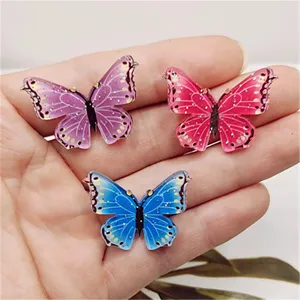 Acrylic 3D butterfly charms colorful glitter DIY hair accessories jewelry necklace pendants