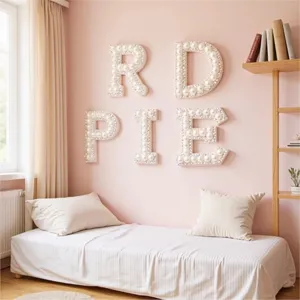 Pearl rhinestone letter patches for DIY clothing, bags, and home wall decor accessories.