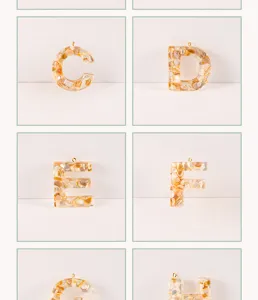 Resin shell letter pendant DIY jewelry accessory keychain charm alphabet decorative craft