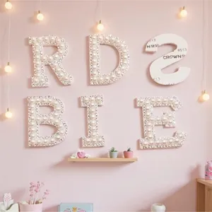 Pearl rhinestone letter patches DIY clothing accessories decorative alphabet numbers for bags shoes