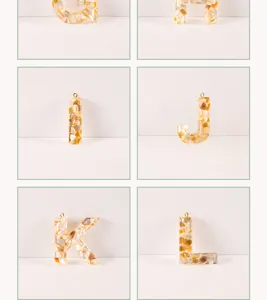 Resin shell alphabet letter pendant DIY keychain bag charm accessory minimalist chic style