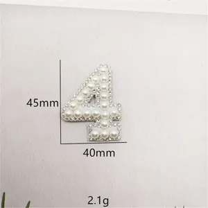 Perlen Strass Nummer 4 Aufnäher DIY Kleidung Zubehör dekorative Applikation für Taschen