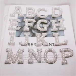 DIY Englische Buchstaben Flicken Strass Künstliche Perle Applikation Für Kleidung Tasche Hut Dekoration Bastelzubehör