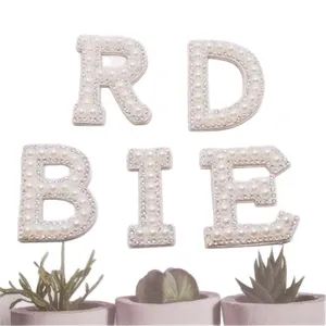 Perlen Strass Buchstaben Aufnäher DIY Kleidung Zubehör Hut Tasche Deko Applikationen