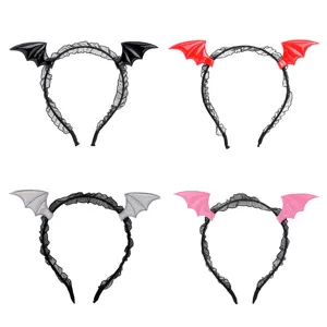 Serre Tête Ailes de Chauve Souris Halloween Gothique Dentelle Bandeau Lolita Cosplay Coiffure Accessoire Costume Pour Fête Festival