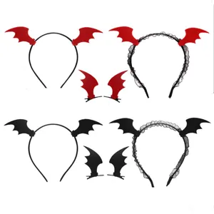 Halloween Bat Headband Hair Clips Set Fabric Gothic Cosplay Bat Wings Headwear For Party Festival Costume Costume Accessories