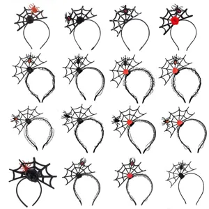 Halloween Spinnenweb Haarband Met Kant Roos Stof Plastic Strass Kostuum Accessoire Voor Feest Festival Unisex Decoratie