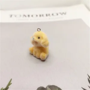 Flocked simulation dog pendant keychain DIY resin puppy bag charm accessory cute gift