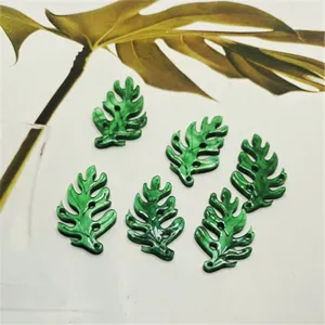 Green acrylic leaf shape DIY craft accessories for handmade hairpins and jewelry pendants.