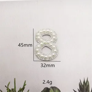 Perlen Strass Nummer 8 Aufnäher DIY Bekleidung Zubehör dekorativer Flicken 45x32mm