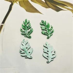Green acrylic leaf charms DIY jewelry making accessories pendant findings craft supplies