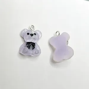 Cute purple resin bear pendant charms for DIY jewelry making earrings bracelets keychains
