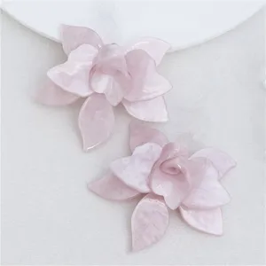 Rosa Acryl 3D Blumen Ohrringe Anhänger DIY Schmuck Accessoires süßes florales Design