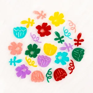 Colorful Acrylic Tulip Flower Leaf Charms DIY Shoe Accessories Craft