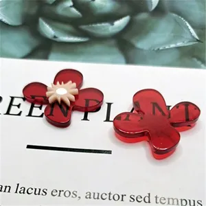 Red translucent acrylic flower shape DIY earrings accessories for handmade fashion jewelry crafts