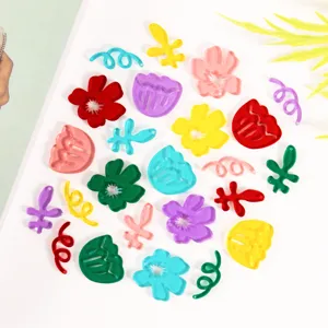 Colorful acrylic tulip flower leaf charms DIY clogs accessories jewelry crafting wholesale